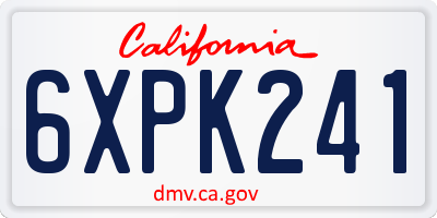CA license plate 6XPK241
