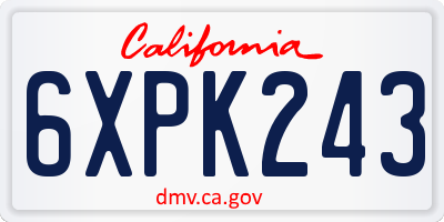 CA license plate 6XPK243