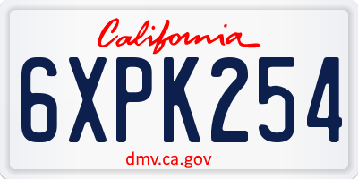 CA license plate 6XPK254