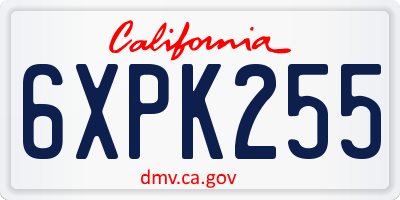 CA license plate 6XPK255