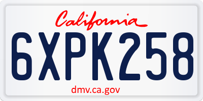 CA license plate 6XPK258