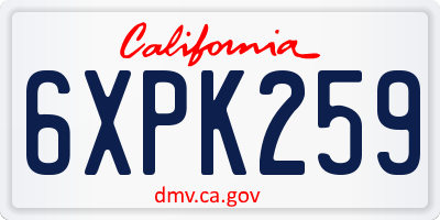 CA license plate 6XPK259