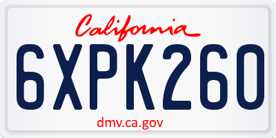 CA license plate 6XPK260