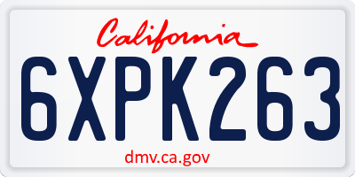 CA license plate 6XPK263