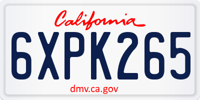 CA license plate 6XPK265