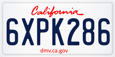 CA license plate 6XPK286