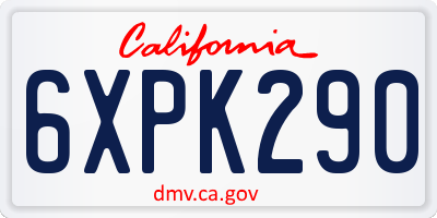 CA license plate 6XPK290