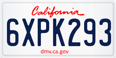 CA license plate 6XPK293