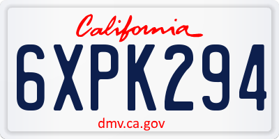 CA license plate 6XPK294