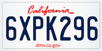 CA license plate 6XPK296