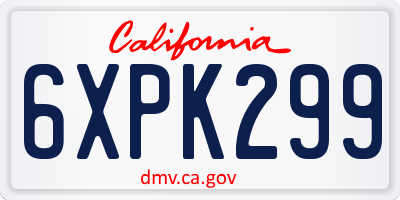 CA license plate 6XPK299