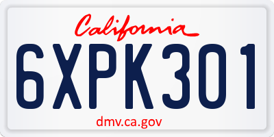 CA license plate 6XPK301