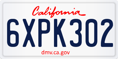 CA license plate 6XPK302