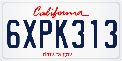 CA license plate 6XPK313