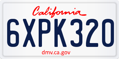 CA license plate 6XPK320