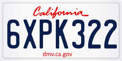 CA license plate 6XPK322