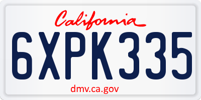 CA license plate 6XPK335