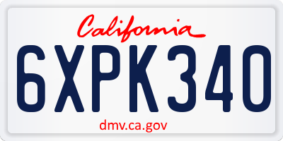CA license plate 6XPK340