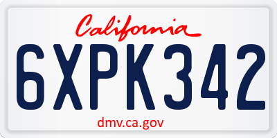 CA license plate 6XPK342
