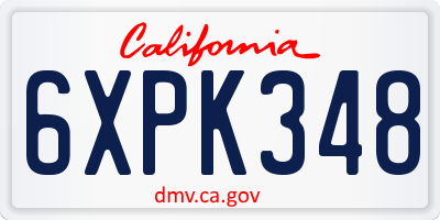 CA license plate 6XPK348