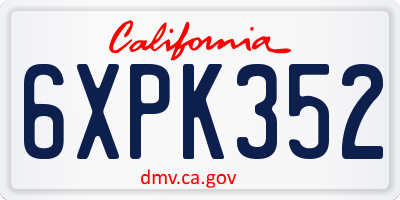 CA license plate 6XPK352