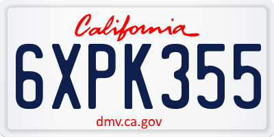 CA license plate 6XPK355