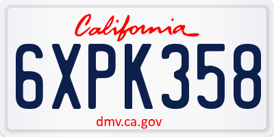 CA license plate 6XPK358