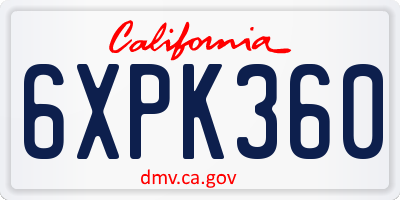 CA license plate 6XPK360