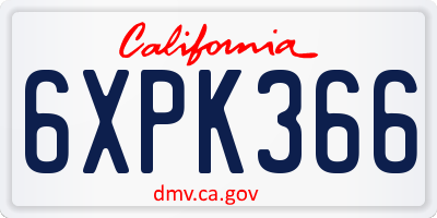 CA license plate 6XPK366