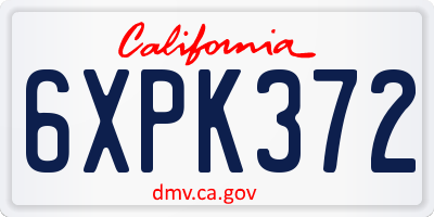 CA license plate 6XPK372