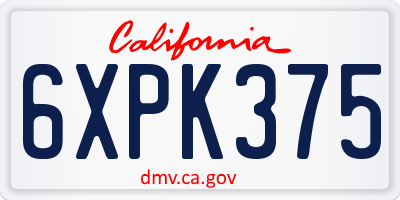 CA license plate 6XPK375