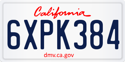 CA license plate 6XPK384