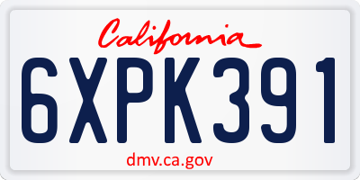CA license plate 6XPK391