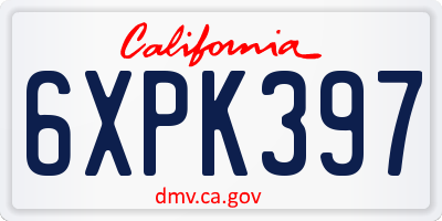 CA license plate 6XPK397