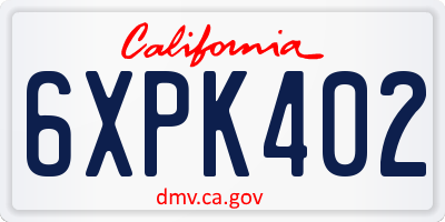 CA license plate 6XPK402