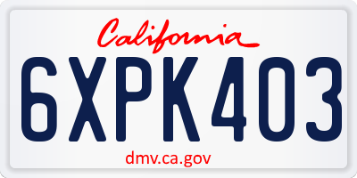 CA license plate 6XPK403