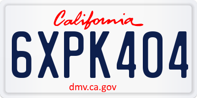 CA license plate 6XPK404