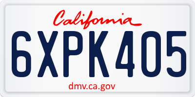 CA license plate 6XPK405