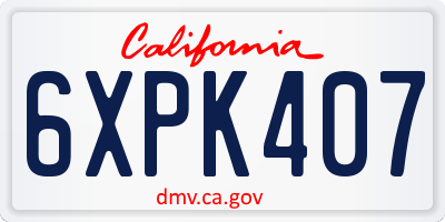 CA license plate 6XPK407