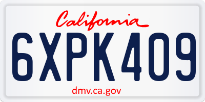 CA license plate 6XPK409