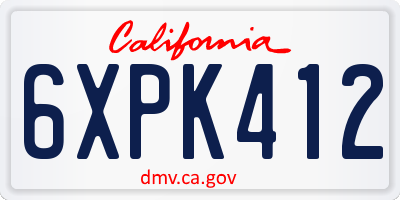 CA license plate 6XPK412