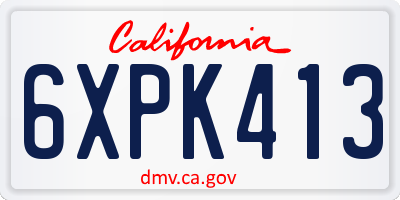 CA license plate 6XPK413