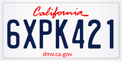 CA license plate 6XPK421