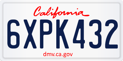 CA license plate 6XPK432