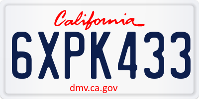 CA license plate 6XPK433