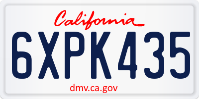 CA license plate 6XPK435
