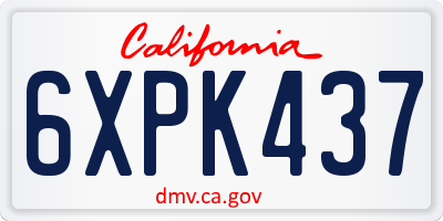 CA license plate 6XPK437