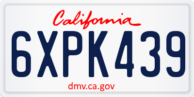 CA license plate 6XPK439