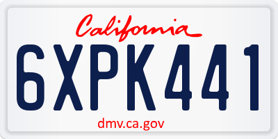 CA license plate 6XPK441
