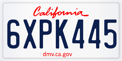 CA license plate 6XPK445